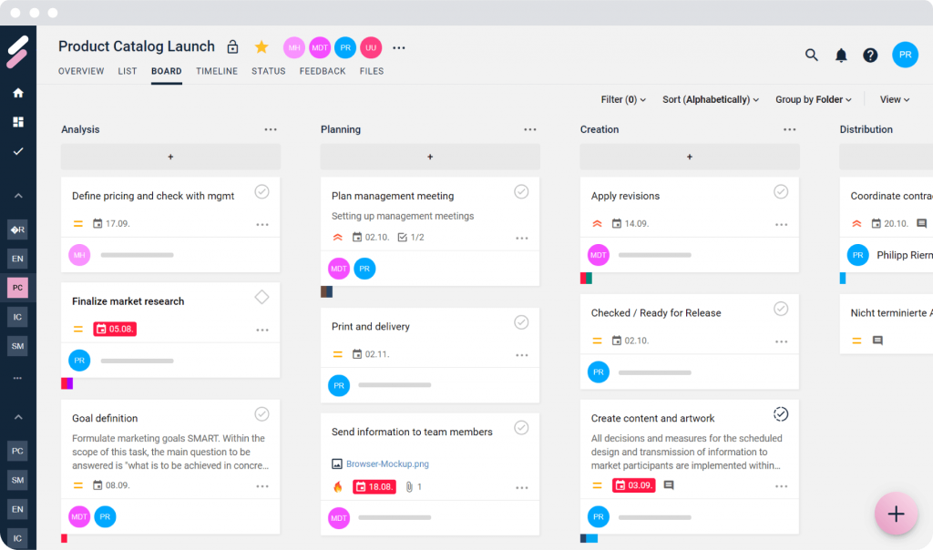 Features Kanban board for project management smenso