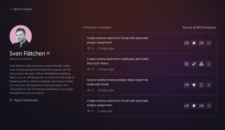 n8n creator smenso workflows